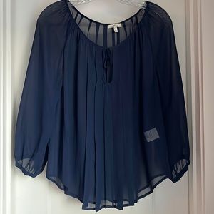 Joie Silk Semi-sheer Blouse Navy Medium